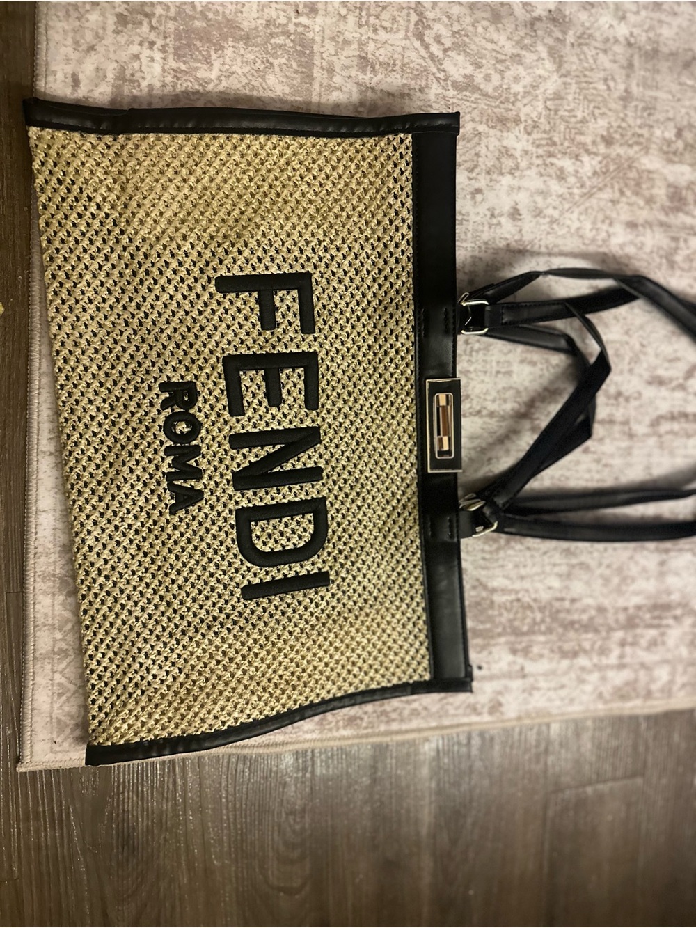 Unlisted Beige Straw Tote with Black Trim - Picture 4 of 11